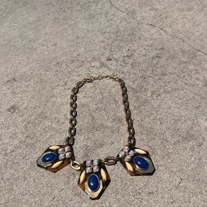 J Crew statement Blue and Gold Necklace